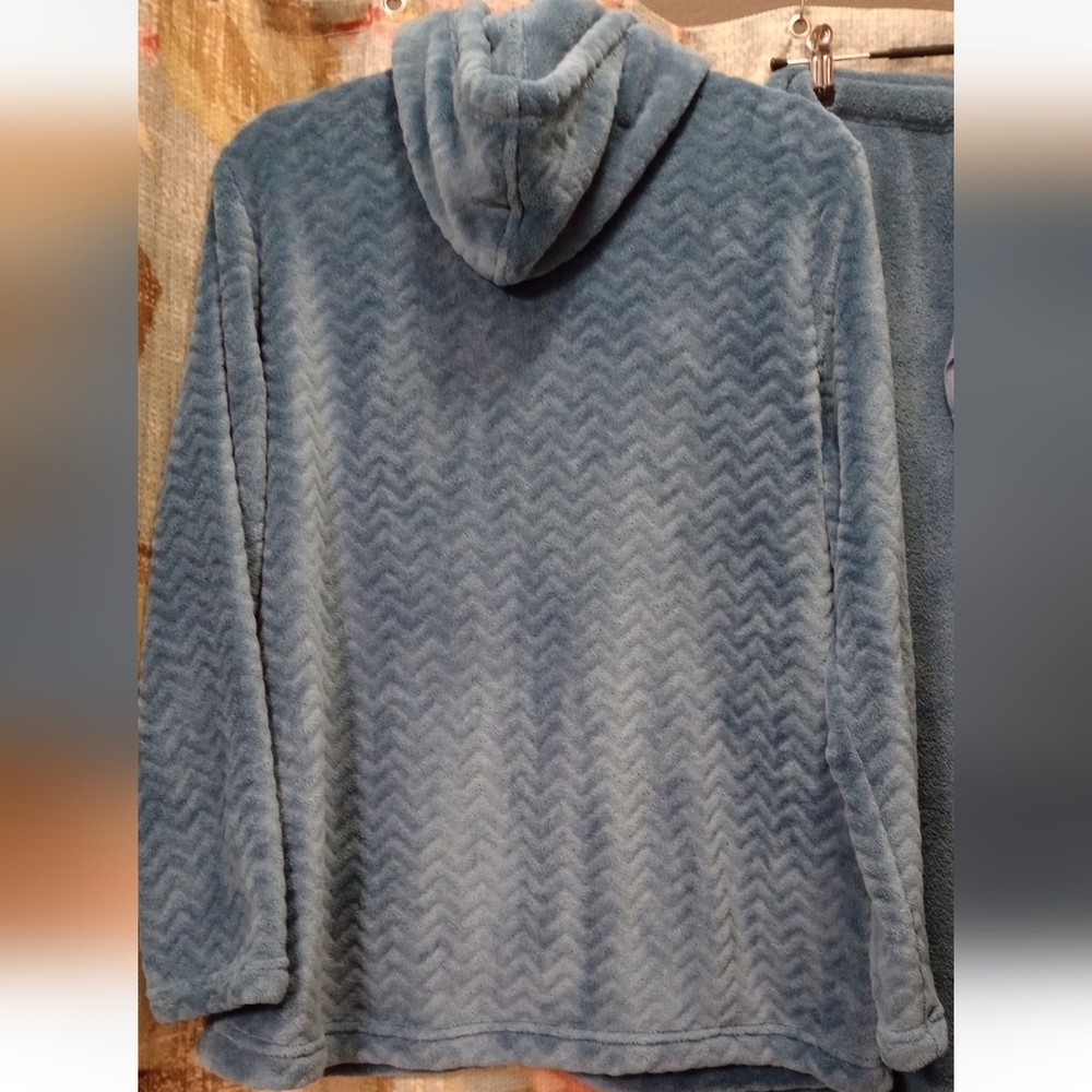 XL Cozy Blue Hooded Loungewear / Pajama Set By Stan Herman NWOT - Picture 3 of 6